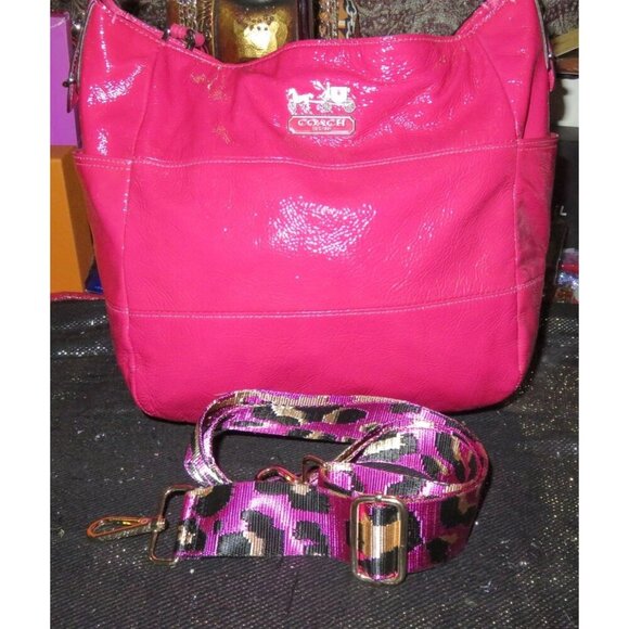 Coach 2009 Tribeca Pink Patent Leather Handbag Crossbody handbag & pink leopard